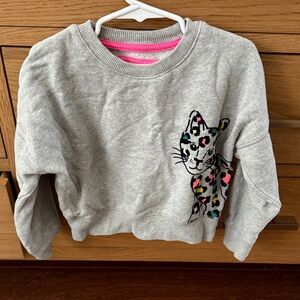 Mini Boden Gray Sweatshirt with Colorful Cat Design